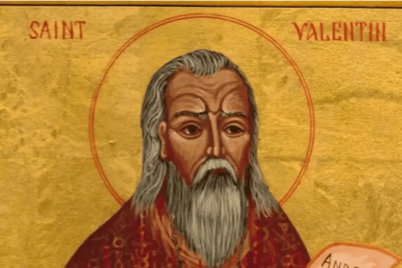 Sveta Valentin ikona, simbol ljubavi i vjere, prikazana u duhovnom kontekstu za Devetnicu uoči Valen.