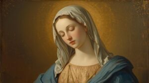 Umetnička slika Majke Božje od Suza s molitvom i vjerom.